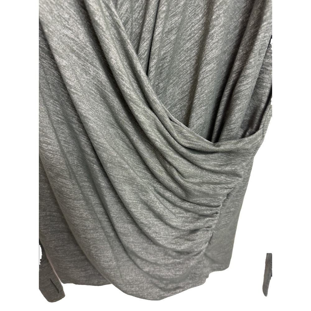 Athleta Odyssey V-neck Wrap Top Size L Long Sleeve Stretch Knit Yoga Green - Picture 3 of 7